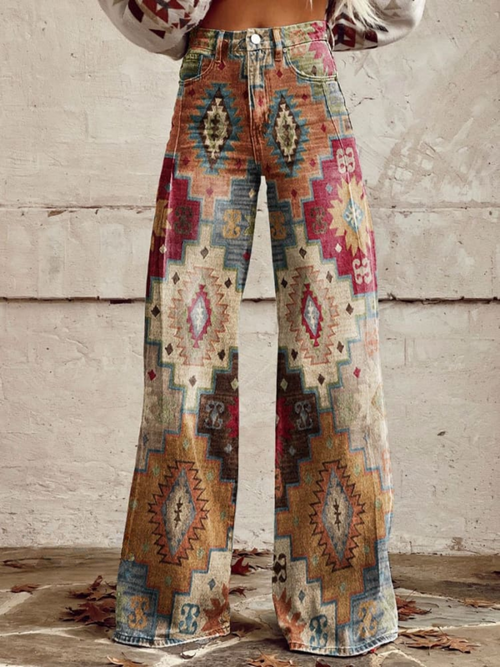 Boho Chic Aztec  | Vintage Flared Pants